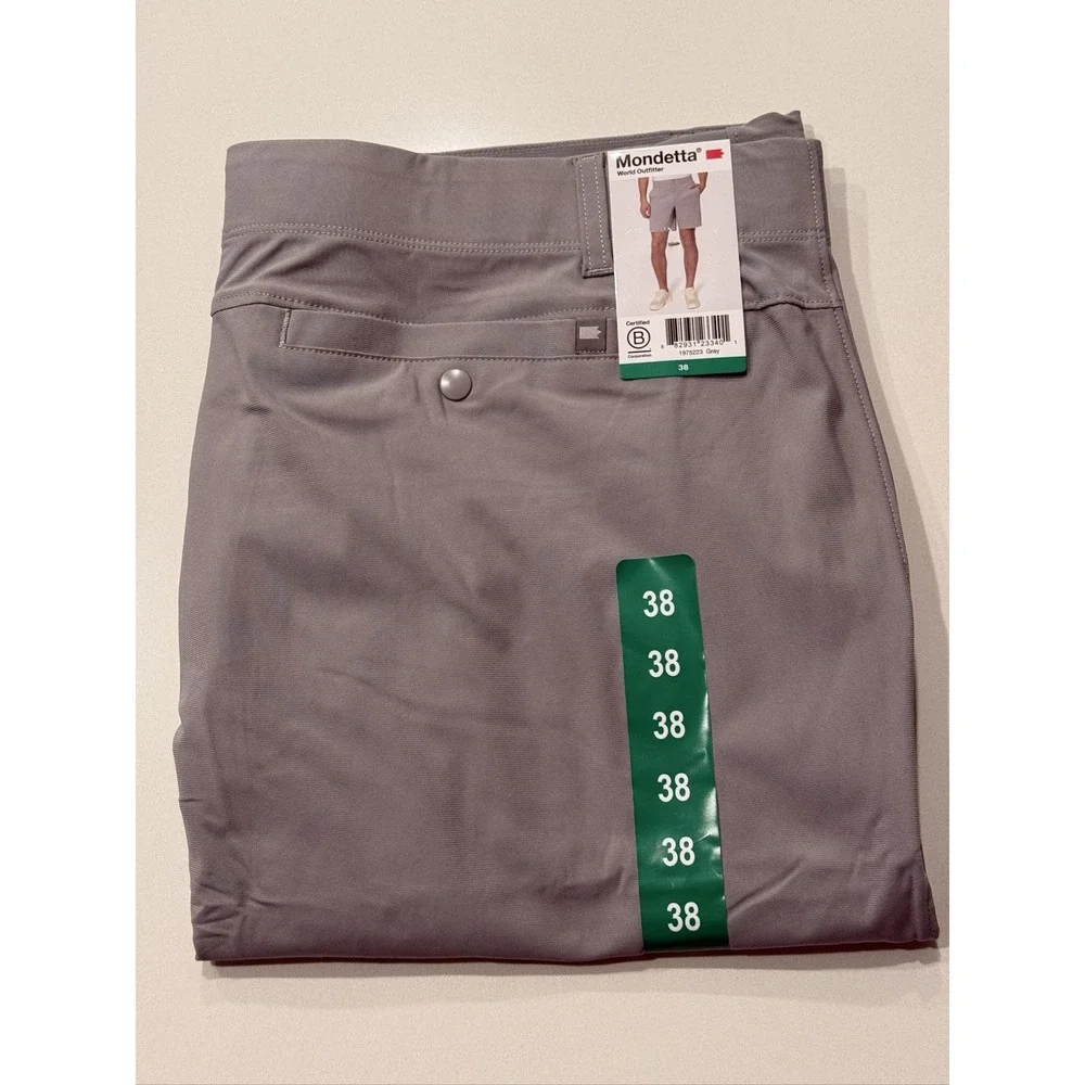 Mondetta Stretch Warp Knit Shorts Unisex 38 Gray Athletic Gym Training 9in